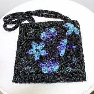Swee Lo New York Beaded Floral Butterfly Hand Bag Vintage